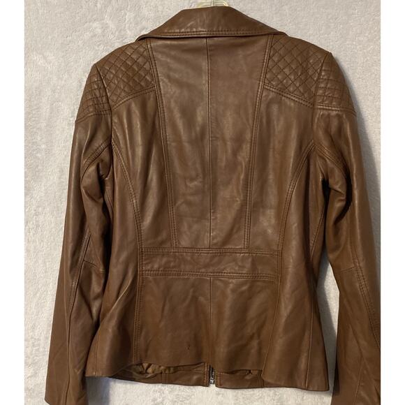 Anne Klein Women's M Butter Soft Leather Jacket Brown Lined Pockets - Picture 2 of 6